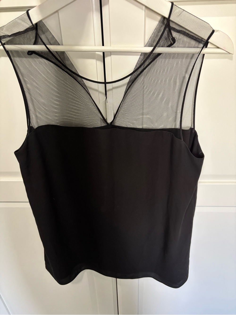 Classic Black Mesh Yoke Sleeveless Top by babaton medium